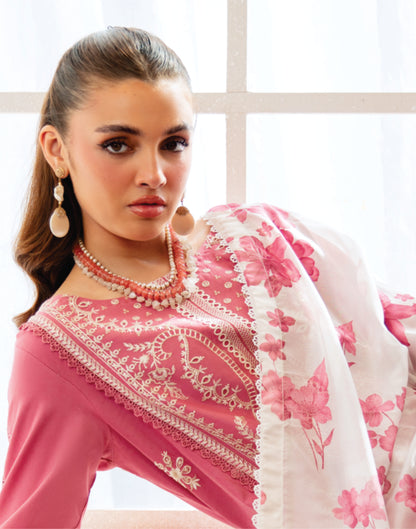 CORAL PINK LUXURY LAWN ALL OCCASION WEAR 3 PC SUIT