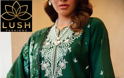 LUXURY LAWN EMERALD - ELEGANT 3 PC SUIT