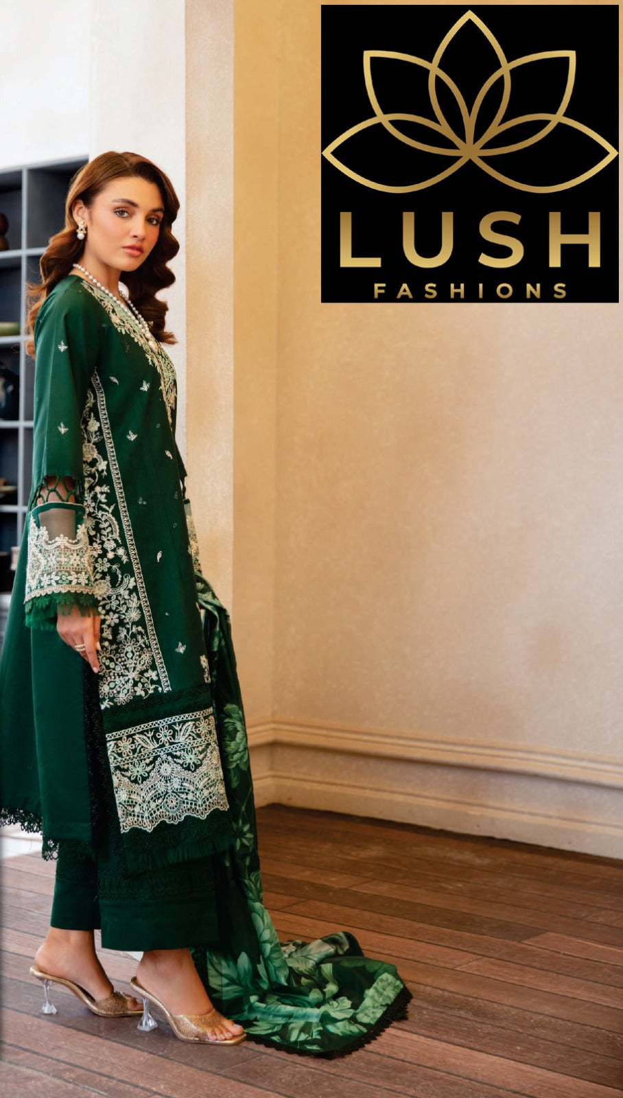 LUXURY LAWN EMERALD - ELEGANT 3 PC SUIT