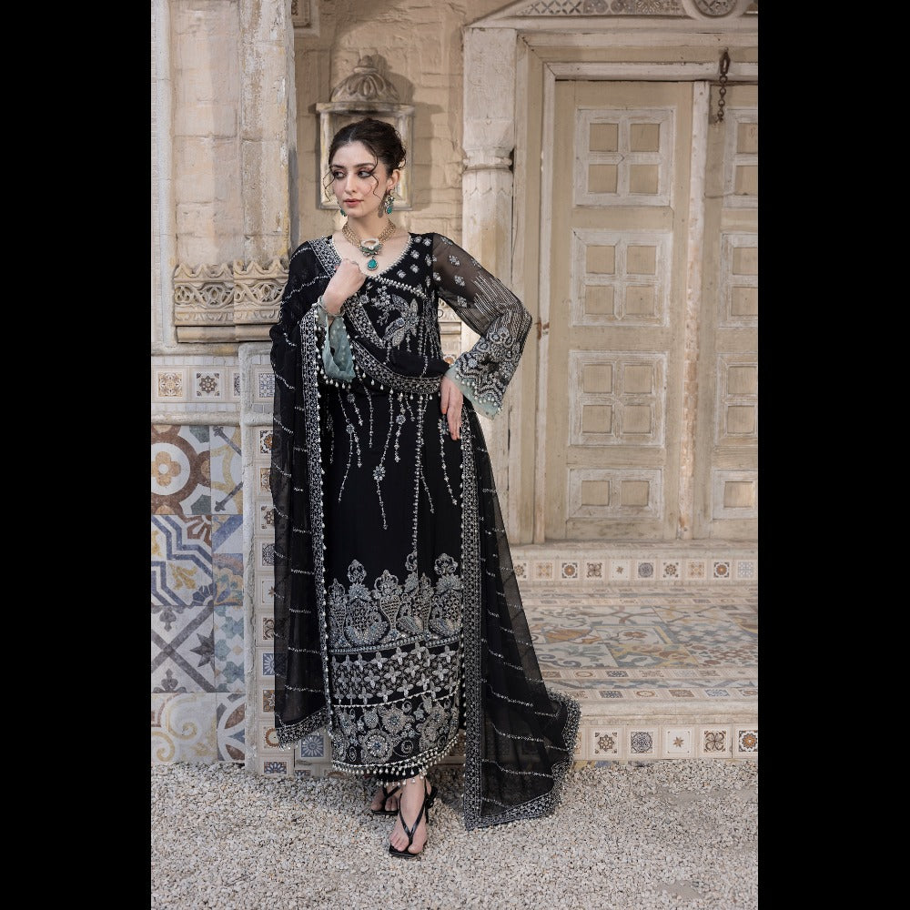 HIGH QUALITY BLACK CHIFFON SPECIAL OCCASION 3 PC SUIT