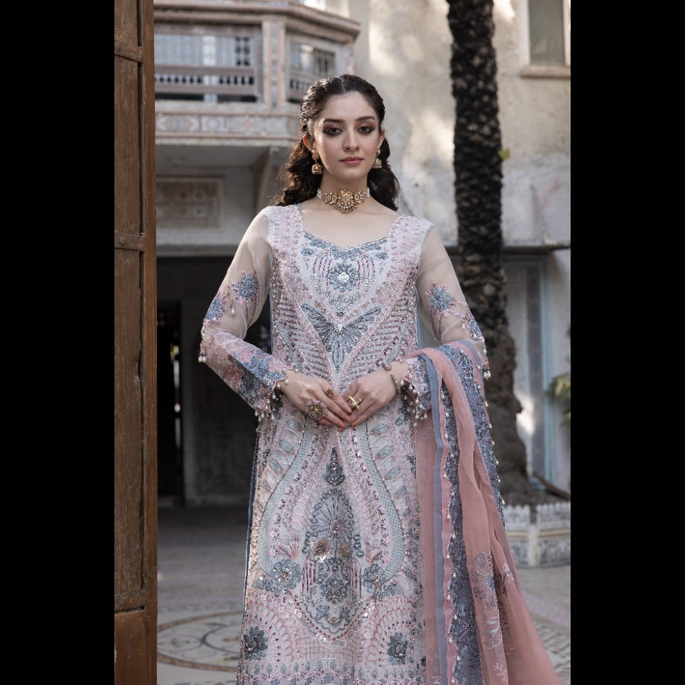 PARTY IN ELEGANCE 3 PC ORGANZA EMBROIDERED SUIT